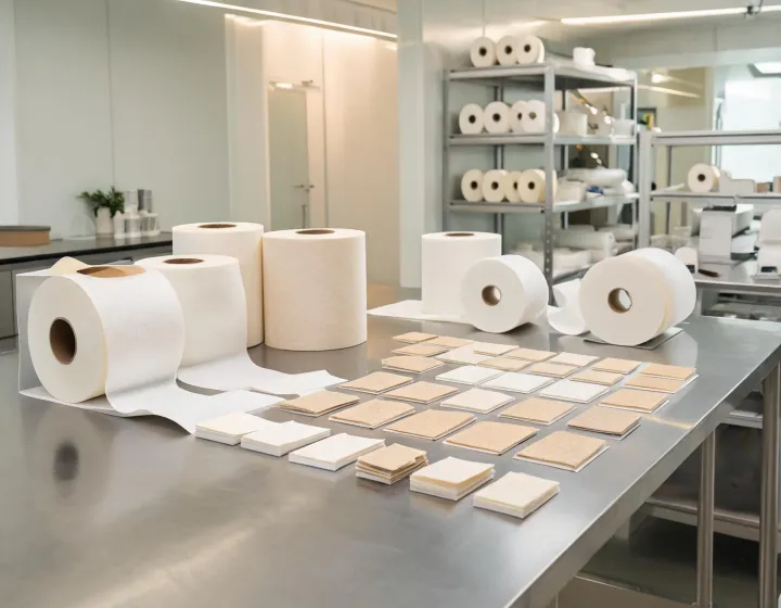 Fiber-based specialty media rolls and laboratory swatches